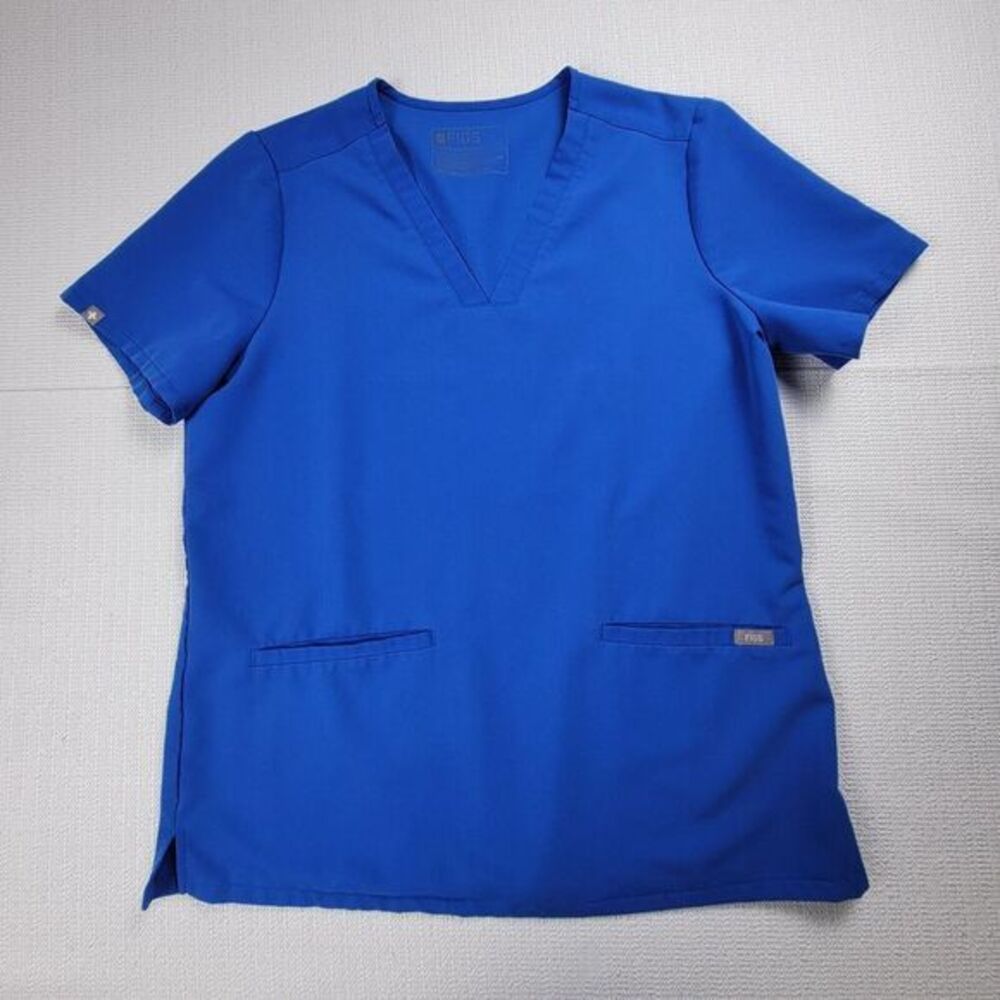 Figs Casma 3 Pocket‎ Scrub Top - Medium - Royal Blue